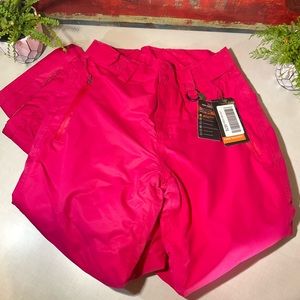 Outdoor Snow Ski Insulated Pants Windproof Waterproof Pants,Rose Red, S/32L